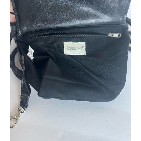 Coldwater Creek Handbag Purse Black Woven Croc Emboss Vegan Leather Organizer - Picture 7 of 11